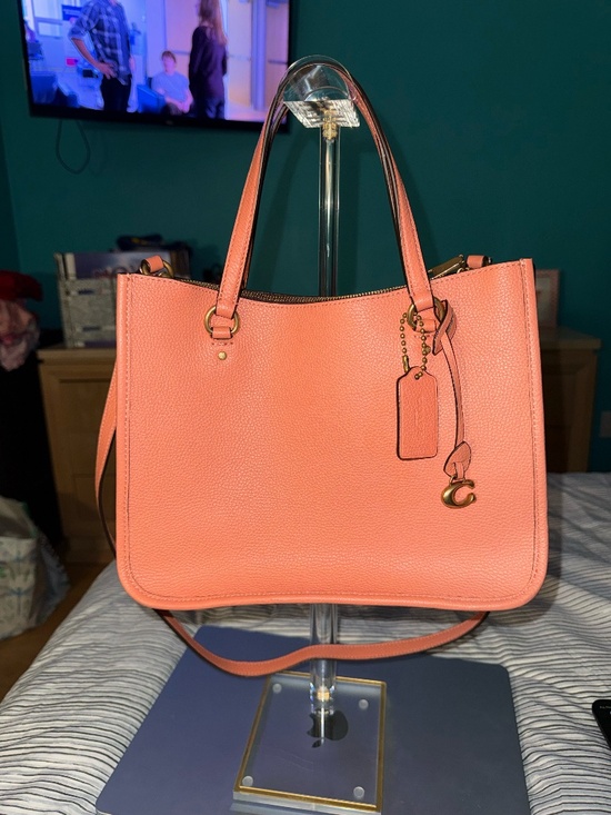 Coach Handbags - Coach Tyler Carryall Handbag Brass Light Coral Leather, NWOT!